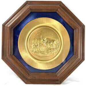 Gunther Granget 24K Gold Electroplate Buffalo Plate American Heritage Framed LE